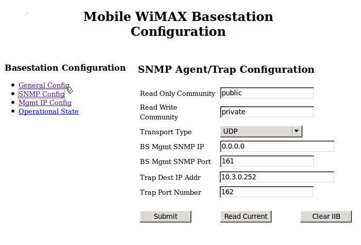 Air4G SNMP Configuration Page
